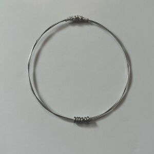 Silver-Tone Handmade Guitar String Bangle Bracelet